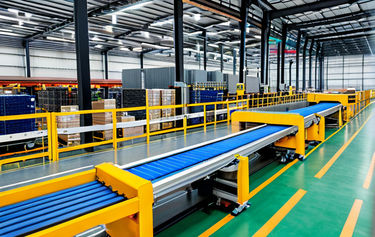 Modern Logistics Hub**

"A bustling, modern logistics hub in Malaysia, showcasing advanced automation technology. Conveyor belts move packages, robotic arms sort items, and fully clothed workers monitor operations from a control room. The environment is clean, efficient, and brightly lit. Outside, lorries are being loaded and unloaded. Safe for work, appropriate content, fully clothed workers, professional environment, perfect anatomy, correct proportions, family-friendly."

**
